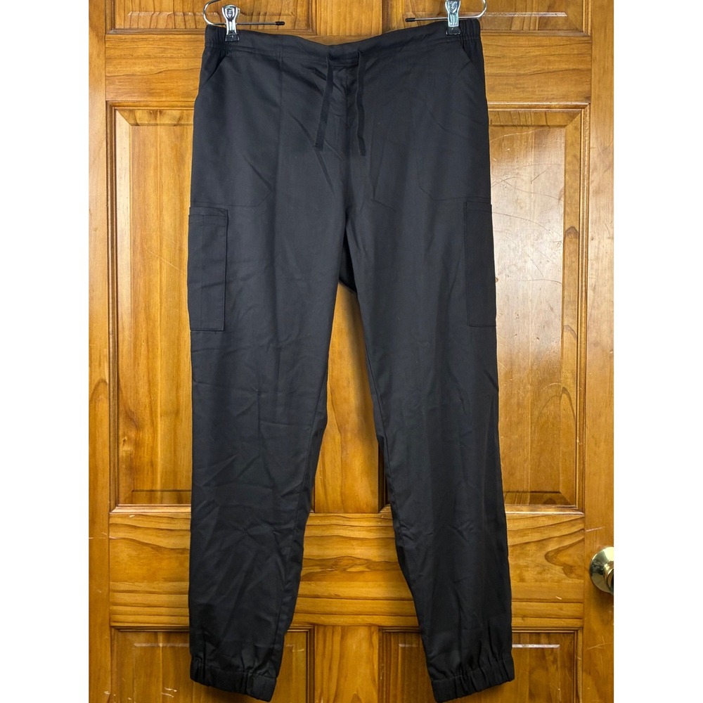 WonderWink Premier Flex Womens Modern Fit Scrub Pants Black Size M Elastic Cuff